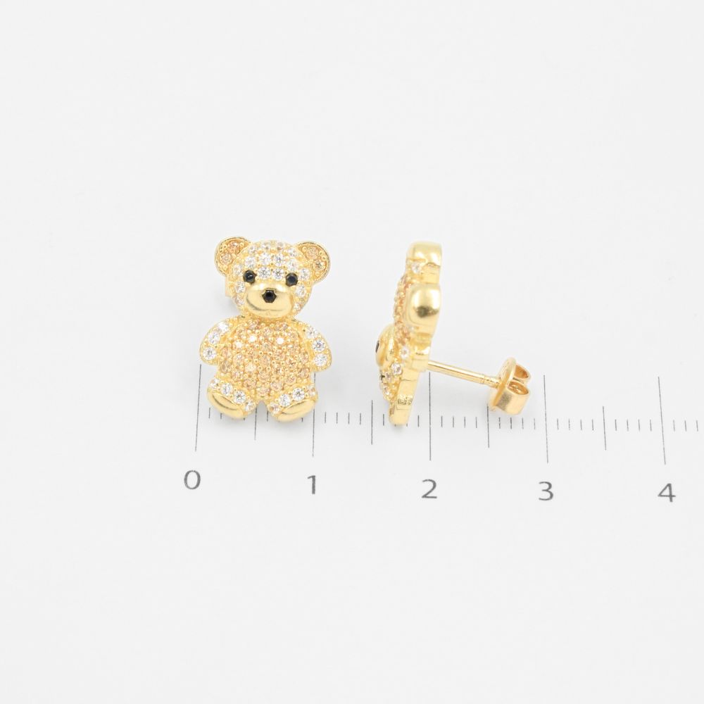 Arete de Oro 14k Ositos Incrustados con Zirconias mod. 9063