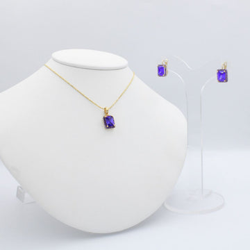 Coordinado de Oro 14k Diseño Fino con Zirconias de Color Morado Royal mod. 9932