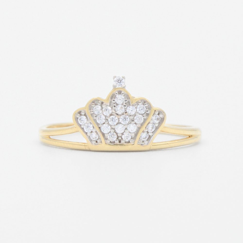 Anillo XV Años de Oro 14k  Diseño de Corona Ral con Incrustaciones de Zirconias Finas mod. 9554