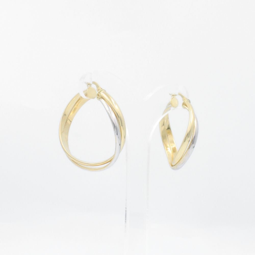 Arracada de Oro 14k Diseño Tubular Grande Combinado mod. 9263