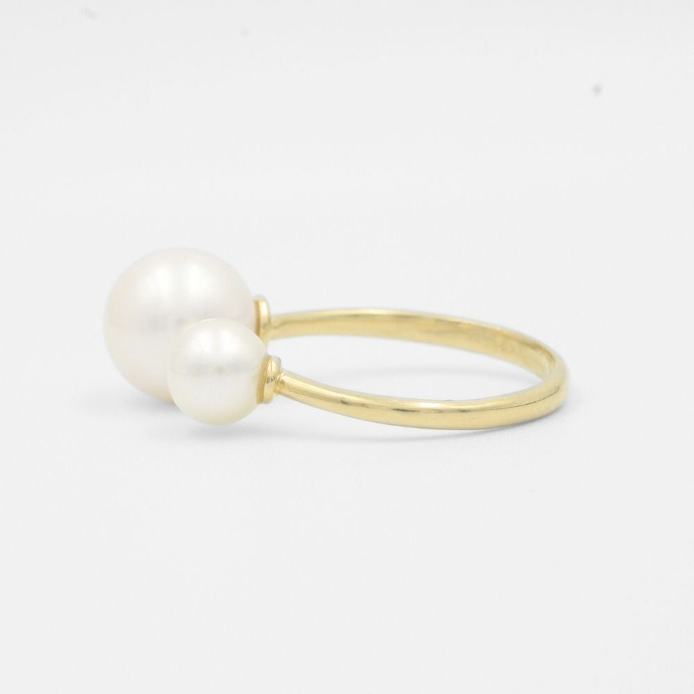 Anillo de Oro 14k de Diseño Abierto con Perlas Naturales mod. 7721