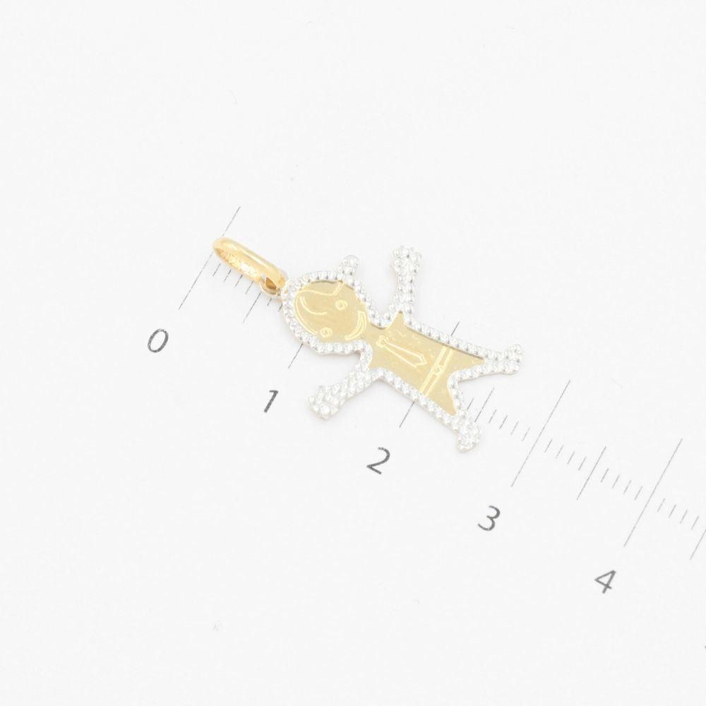 Dije de Oro 14k Pequeño Niño con Diamantado Blanco mod. 9223