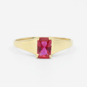 Anillo de Oro 14k Diseño con Zirconia Color Rojo Rubí mod. 9186