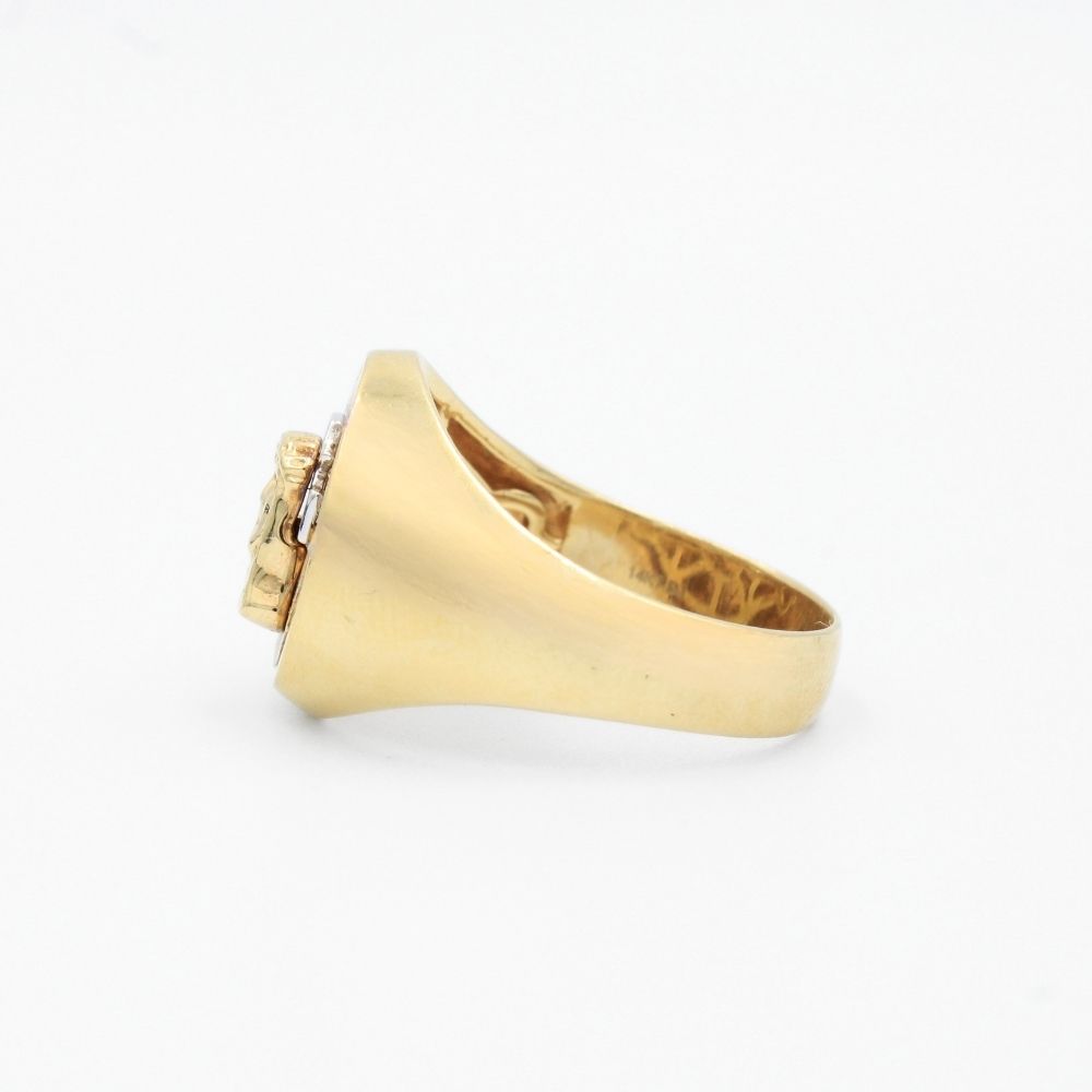 Anillo de Oro 14k Rostro Divino con Aura de Zirconias Baguette mod. 9454