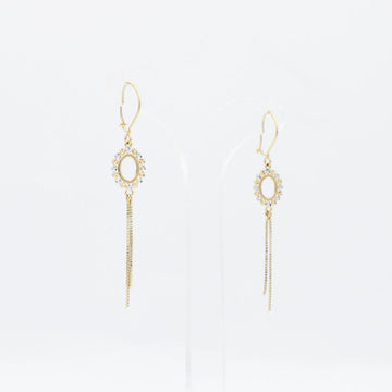Arete Largo de Oro 14k Diseño con Martillado y Tiras Finas de Estilo Brillante mod. 5436
