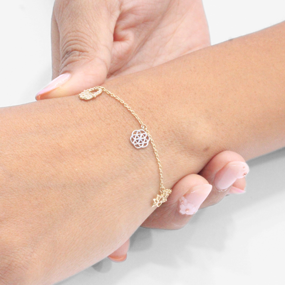 Pulsera de Oro 14k de Protección con Símbolos mod. 6984