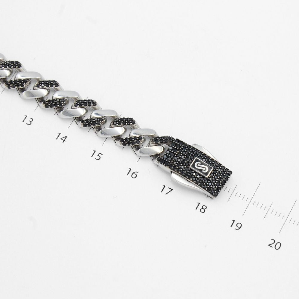 Pulsera Mónaco Chain 14k Modelo Edge de Broche Pavé con Incrustación Alt. de Swarovski Oscuoi mod. 9648