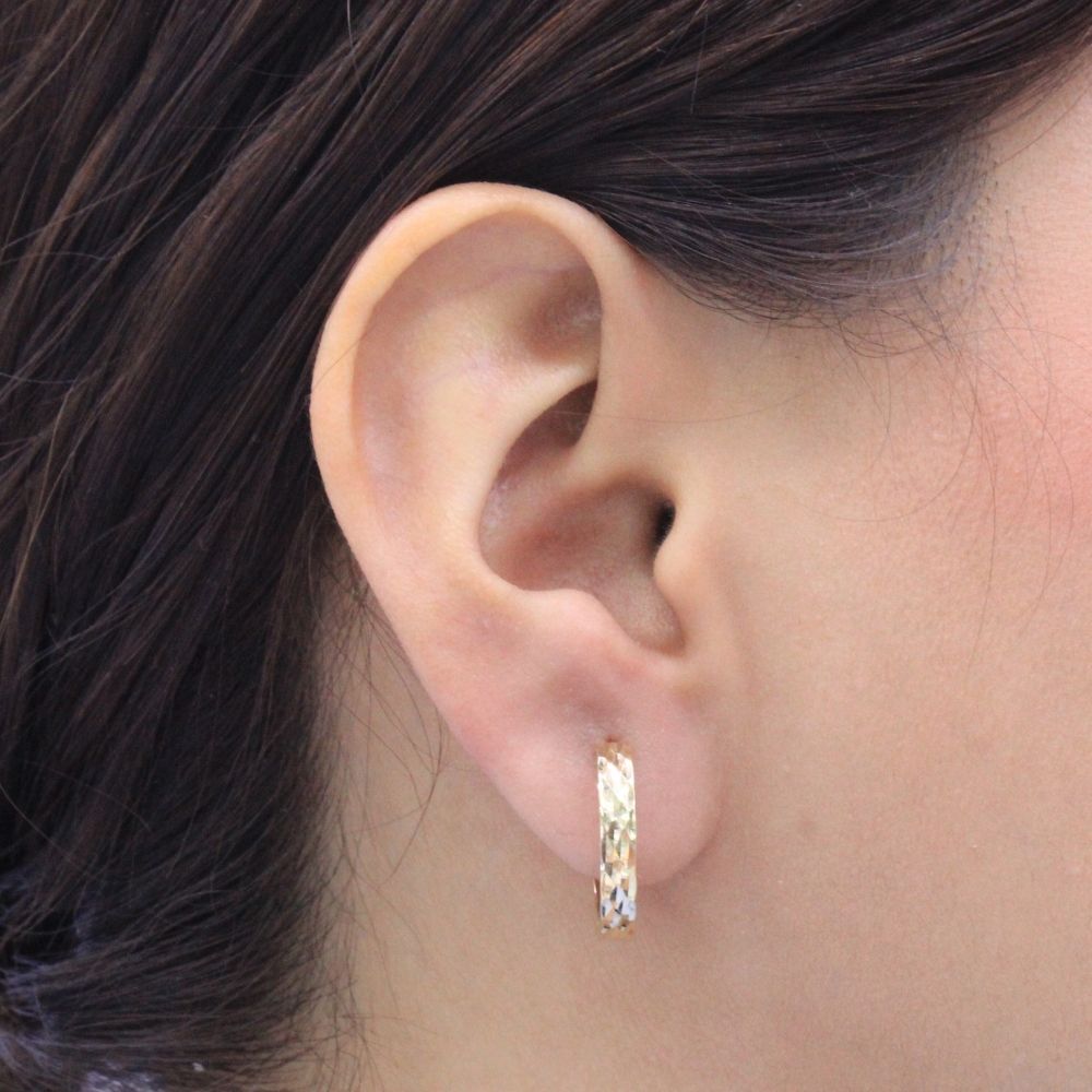 Grapa de Oro 14k Diseño Hueco con Diamantado mod. 9617