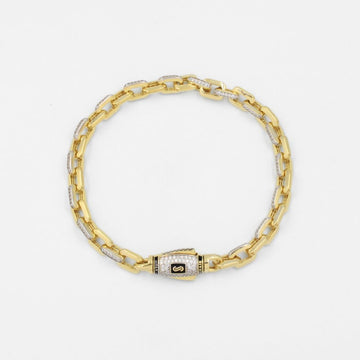 Pulsera Mónaco Chain 14k Modelo Cavo Hueco con Broche Pavé mod. 8799