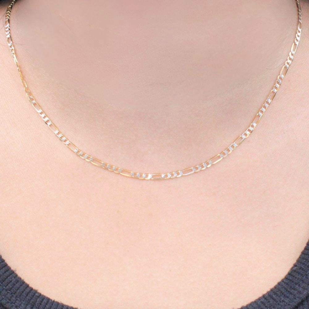 Cadena de Oro 14k Tejido 3x1 con Diamantado Blanco de Diseñó Sólido mod. 8931