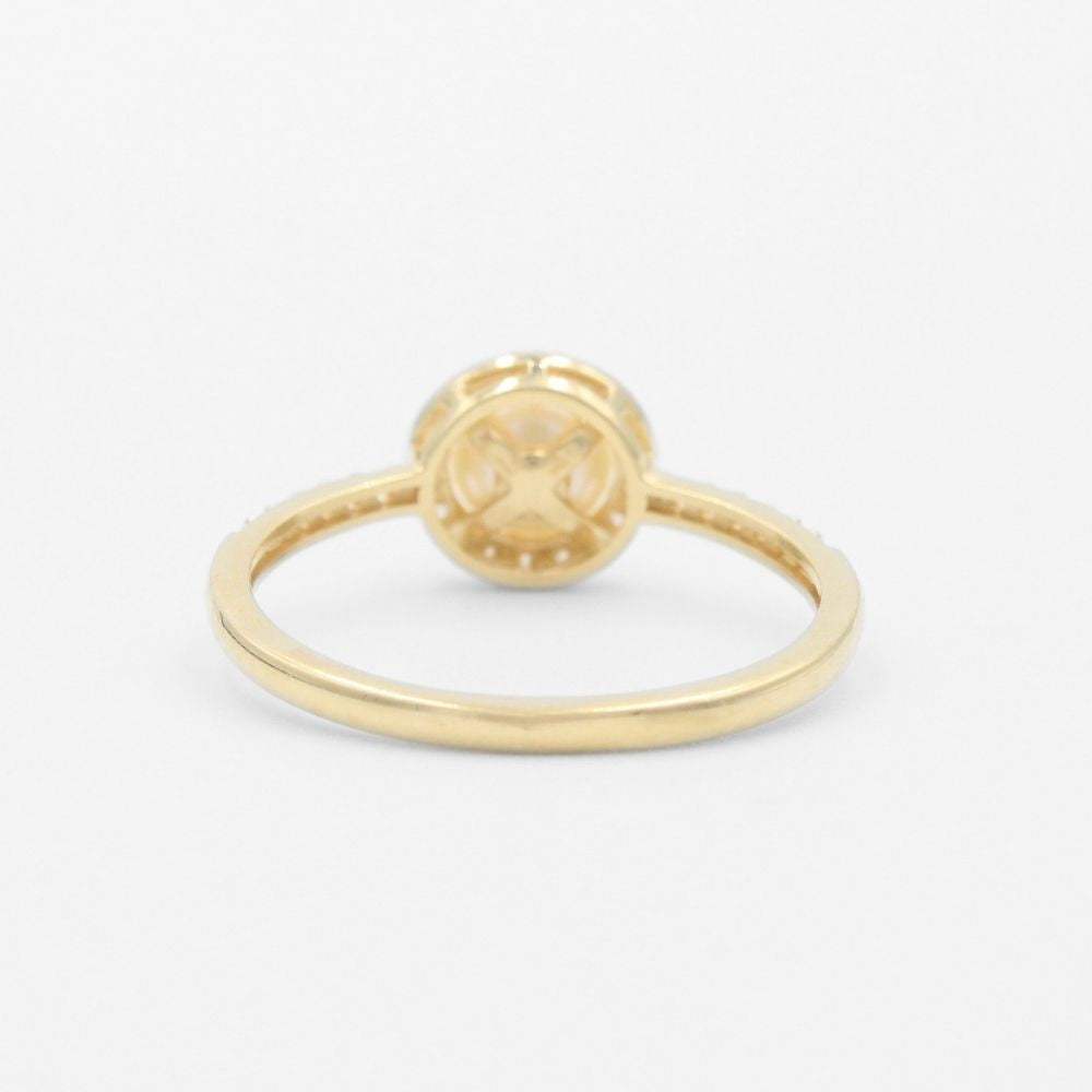 Anillo de Oro 14k Diseño con Perla Natural Detallada con Zirconias mod. 9585