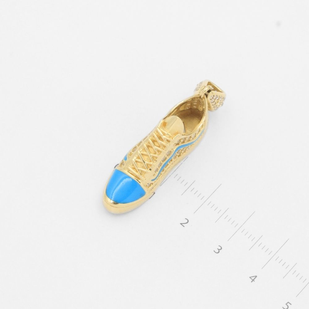 Dije de Oro 14k Tenis con Esmalta Color Turquesa y Zirconias Finas mod. 7907