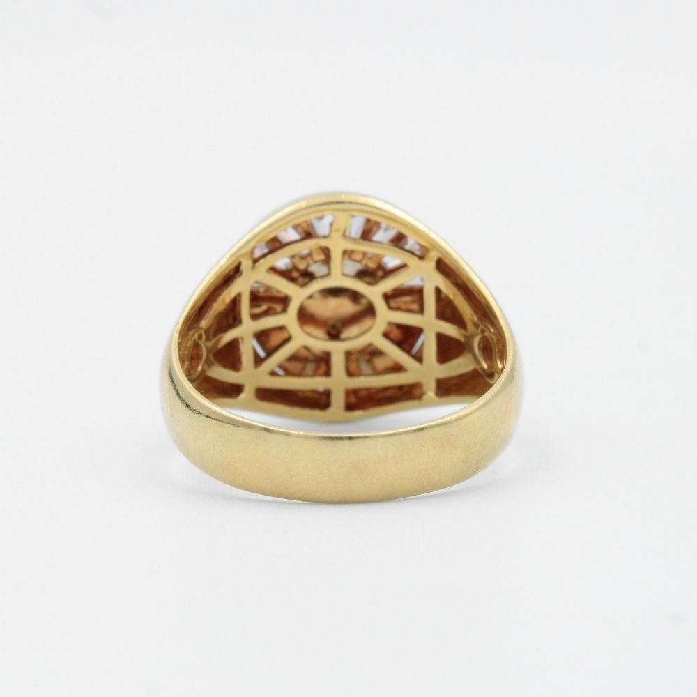 Anillo de Oro 14k Rostro Divino con Aura de Zirconias Baguette mod. 9454