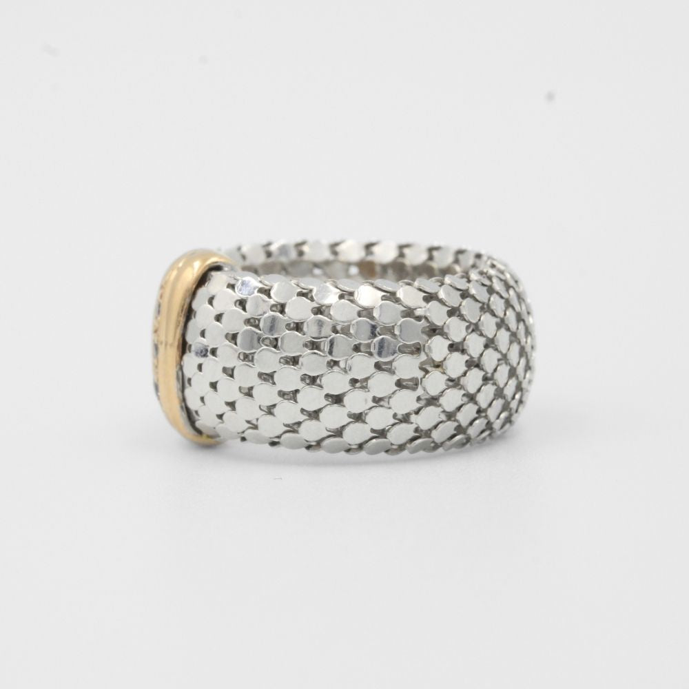 Anillo de Oro 14k Especial con Estructura Moldeable de Placas Finas y Centro con Zirconias mod. 8085