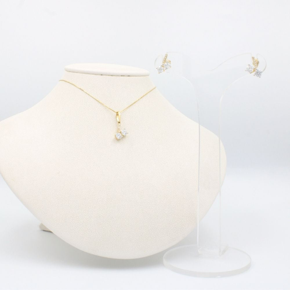 Coordinado de Oro 14k Diseño Fino con Zirconias Brillantes mod. 8594