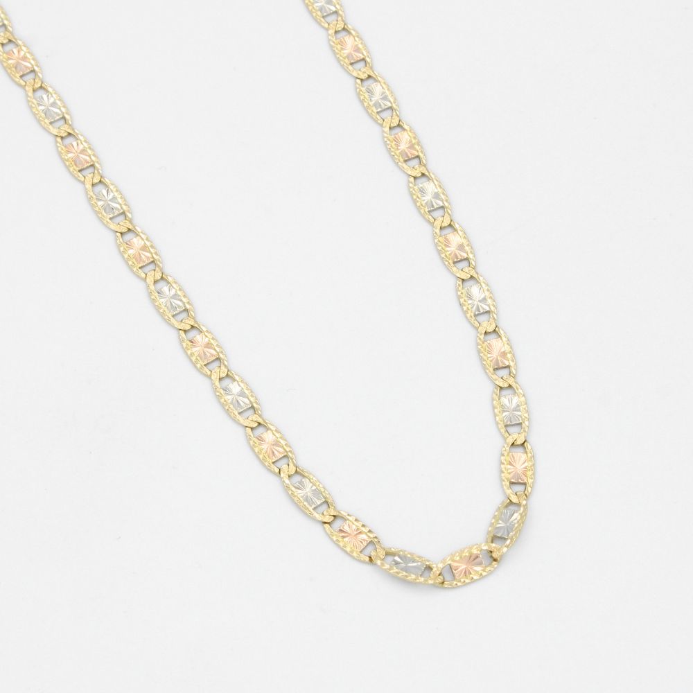 Cadena de Oro 14k Tejido Navaja con Marco Diamantado Especial mod. 8880