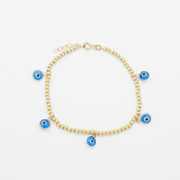 Pulsera de Oro 14k con Ojos Turcos mod. 9010
