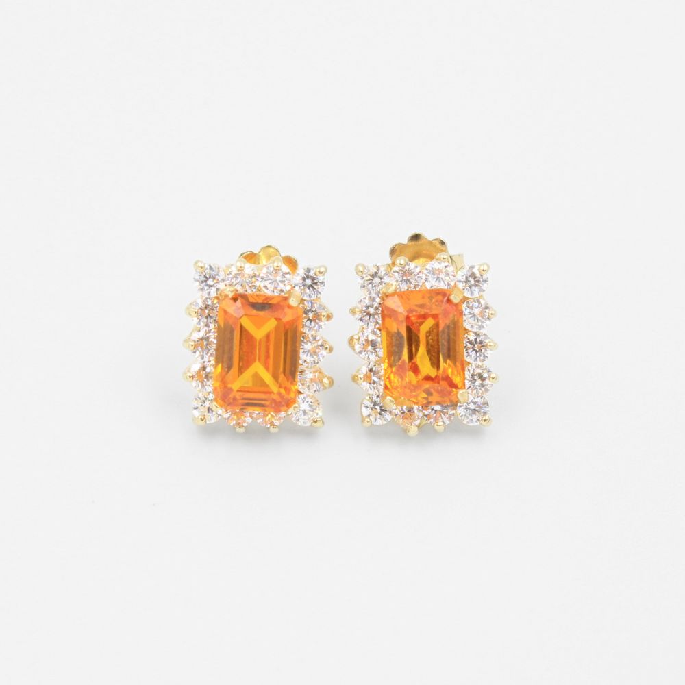 Arete de Oro 14k con Piedra Color Citrino mod. 9064