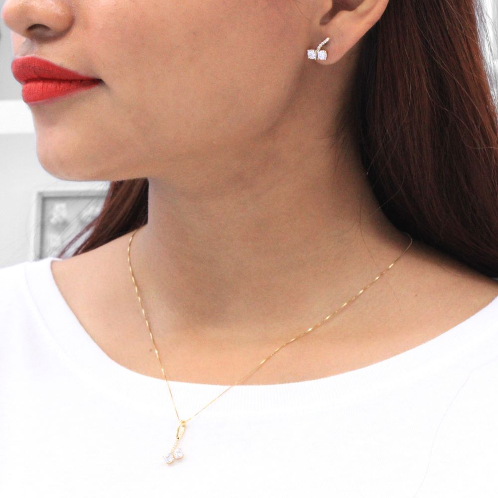 Coordinado de Oro 14k Diseño Fino con Zirconias Brillantes mod. 8594