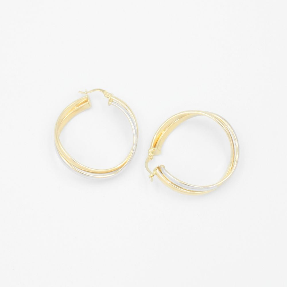 Arracada de Oro 14k Diseño Tubular Grande Combinado mod. 9263