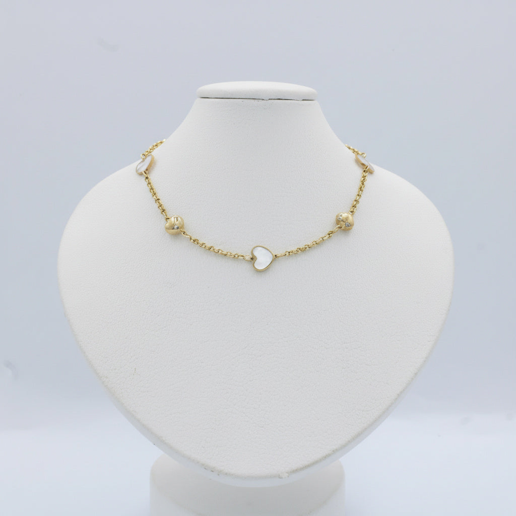 Gargantilla de Oro 14k Diseño de Corazones con Madre Perla mod. 10070