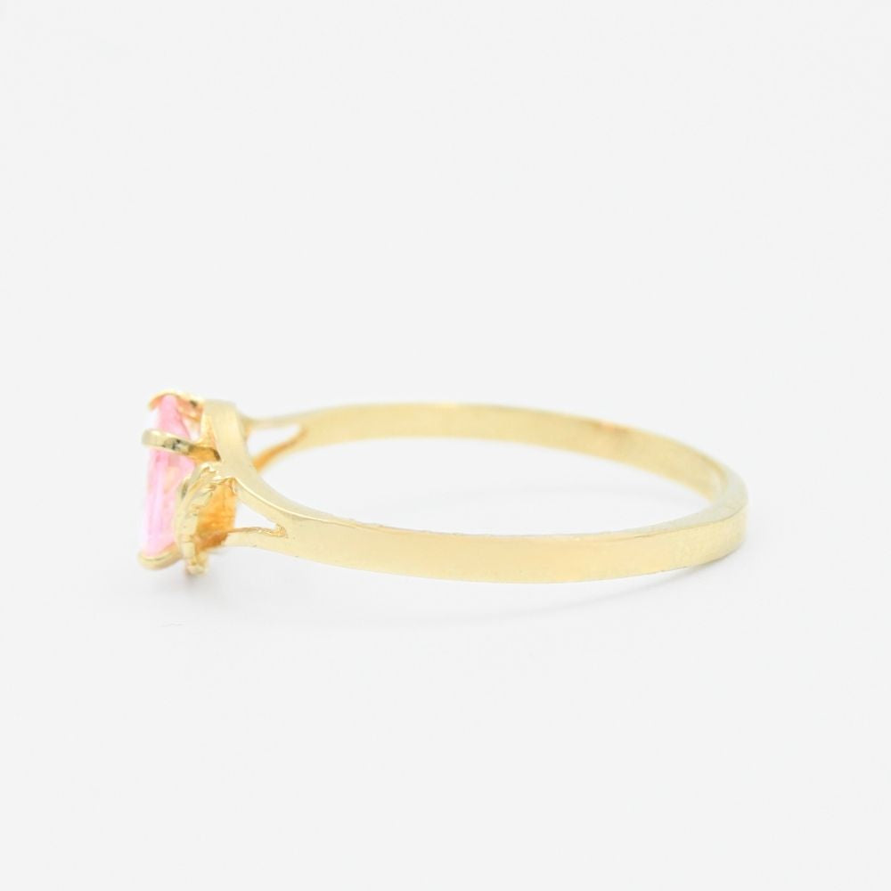 Anillo de Oro 14k Incrustado de Zirconia Color Rosa Brillante mod. 9196