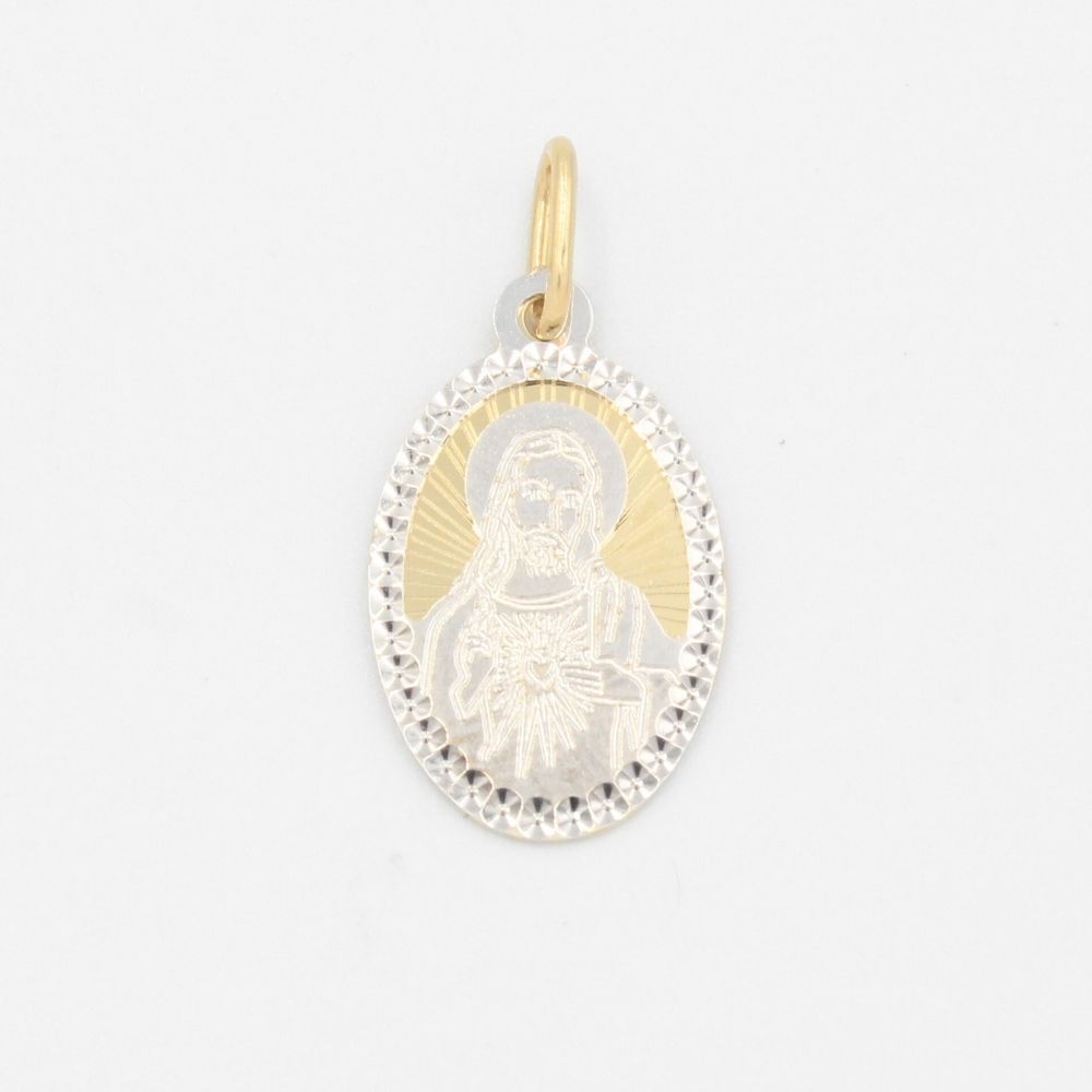 Medalla de Oro 14k Sagrado Corazón con Diamantado mod. 9520
