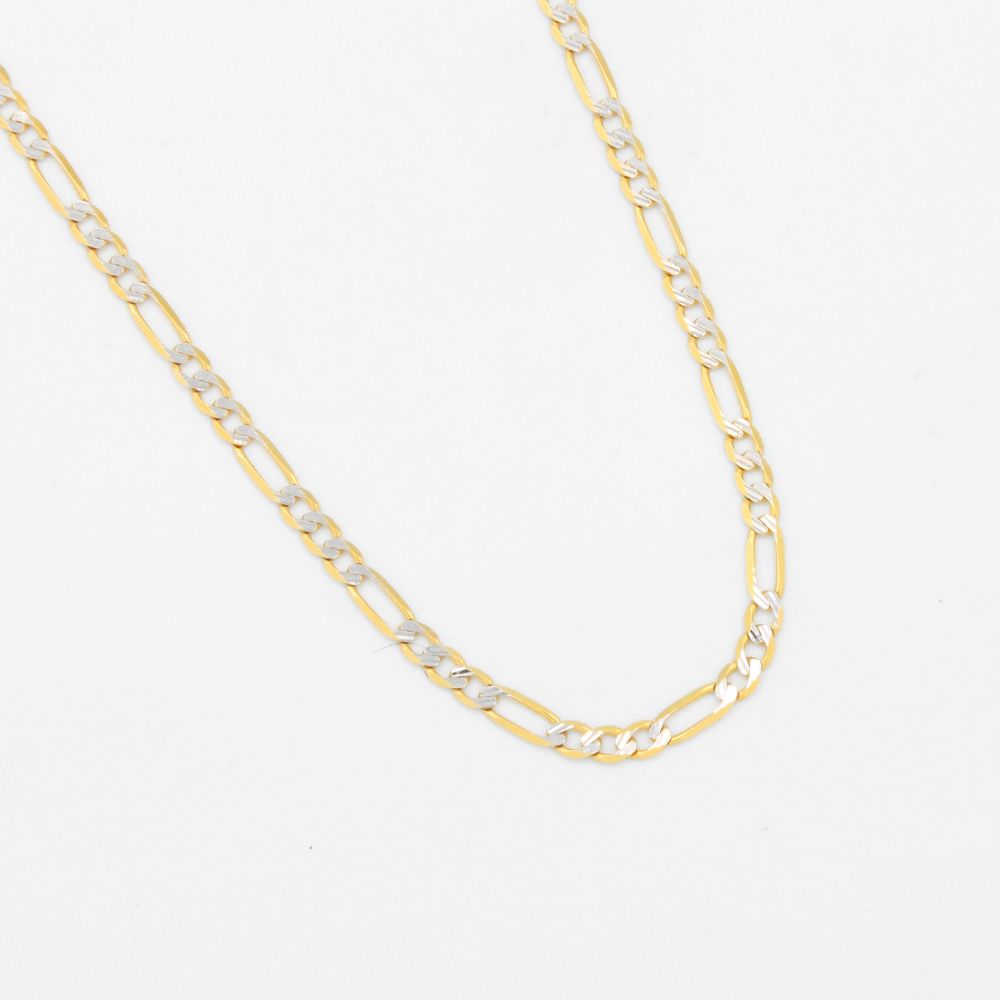 Cadena de Oro 14k Tejido 3x1 con Diamantado Blanco de Diseñó Sólido mod. 8931