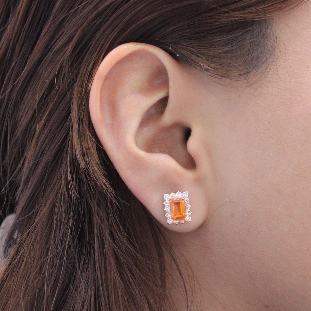 Arete de Oro 14k con Piedra Color Citrino mod. 9064