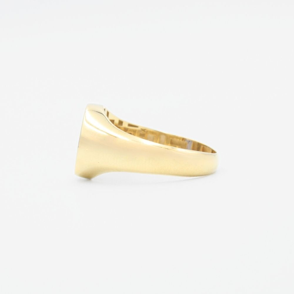 Anillo de Oro 14k con Frente Plano Incrustado de Zirconia Amatista mod. 9294