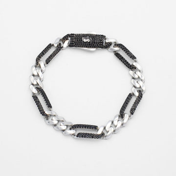 Pulsera Mónaco Chain 14k Modelo Fígaro de Broche Pavé con Incrustación Alt. de Swarovski Oscuro mod. 9649