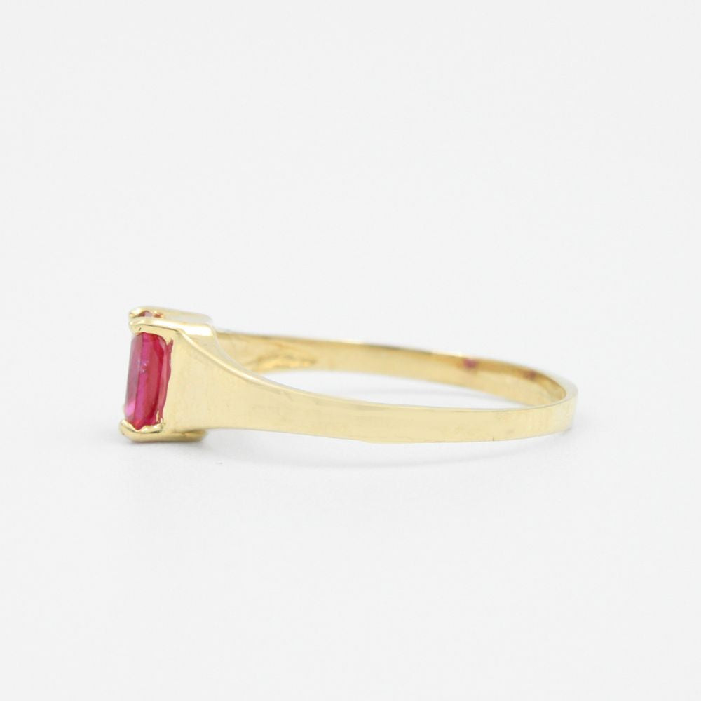 Anillo de Oro 14k Diseño con Zirconia Color Rojo Rubí mod. 9186
