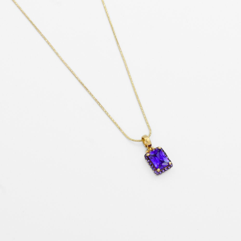 Coordinado de Oro 14k Diseño Fino con Zirconias de Color Morado Royal mod. 9932