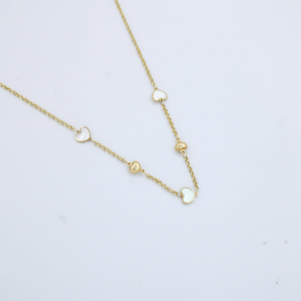 Gargantilla de Oro 14k Diseño de Corazones con Madre Perla mod. 10070