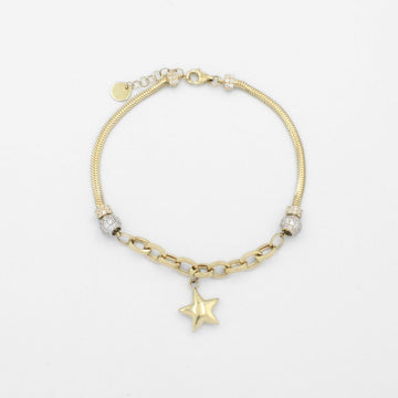 Pulsera de Oro 14k Diseño Especial con Esferas de Zirconias y Charm de Estrella mod. 9693