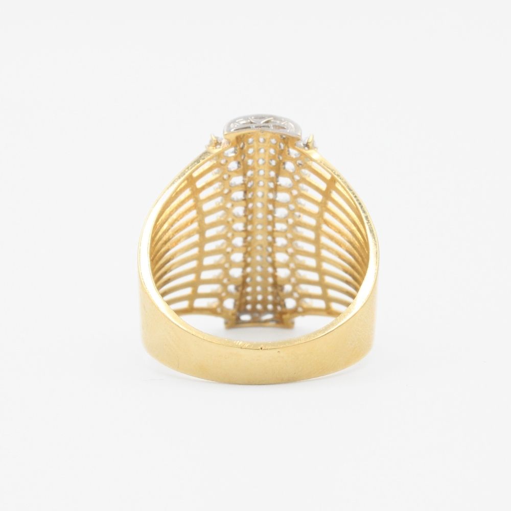 Anillo de Oro 14k Hueco Estilo Chunky con Zirconias de Corte Brillante mod. 9075