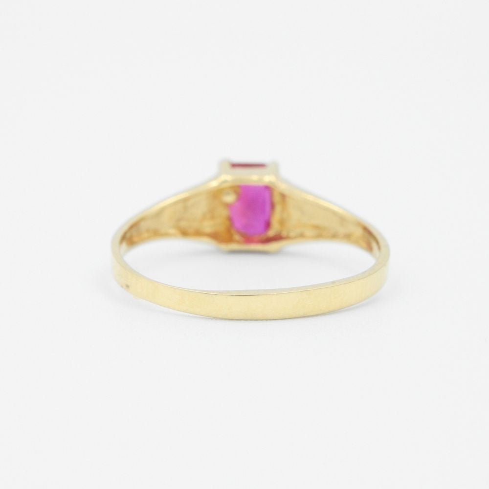 Anillo de Oro 14k Diseño con Zirconia Color Rojo Rubí mod. 9186