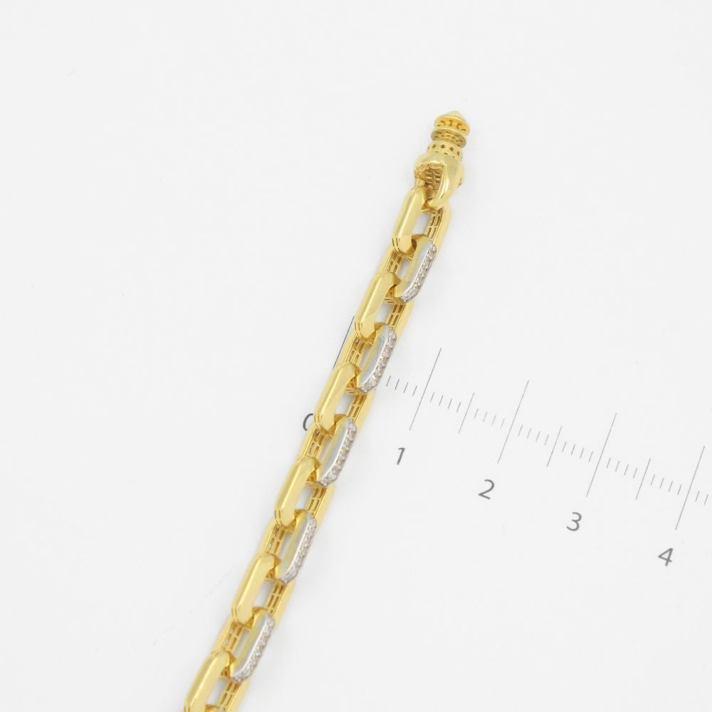 Pulsera Mónaco Chain 14k Modelo Cavo Hueco con Broche Pavé mod. 8799