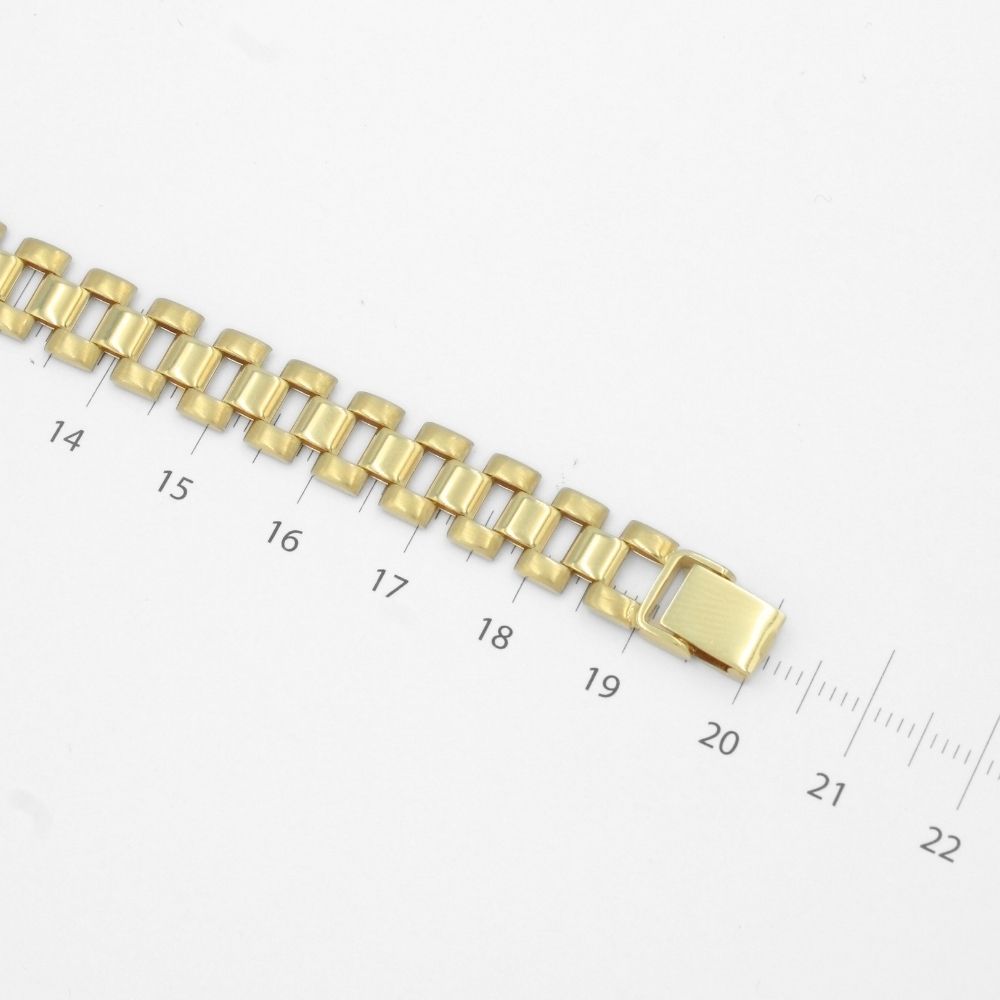 Pulsera de Oro 14k Tejido Ensamblado Hueco con Detalles en Tono Mate mod. 9804
