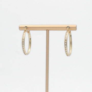 Arracada de Oro 14k de Diseño Hueco Redondo con Incrustación de Zirconias mod. 9875