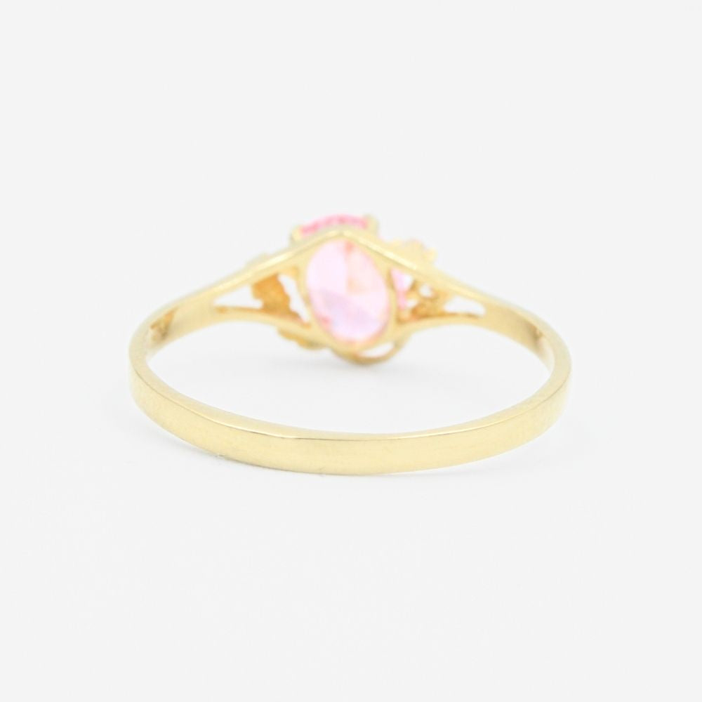 Anillo de Oro 14k Incrustado de Zirconia Color Rosa Brillante mod. 9196