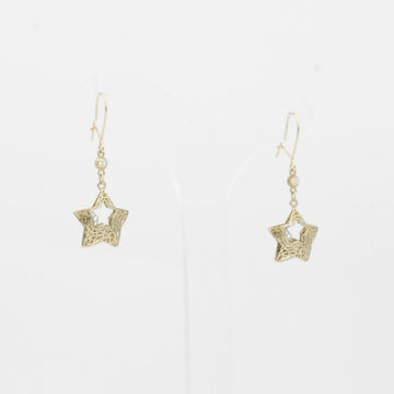 Arete de Oro 14k Estrella de Fondo Brillante y Calado FIno  mod. 7766
