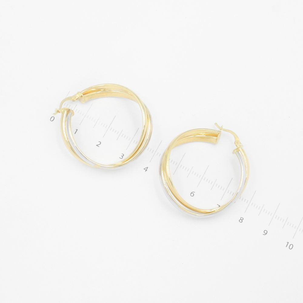 Arracada de Oro 14k Diseño Tubular Grande Combinado mod. 9263