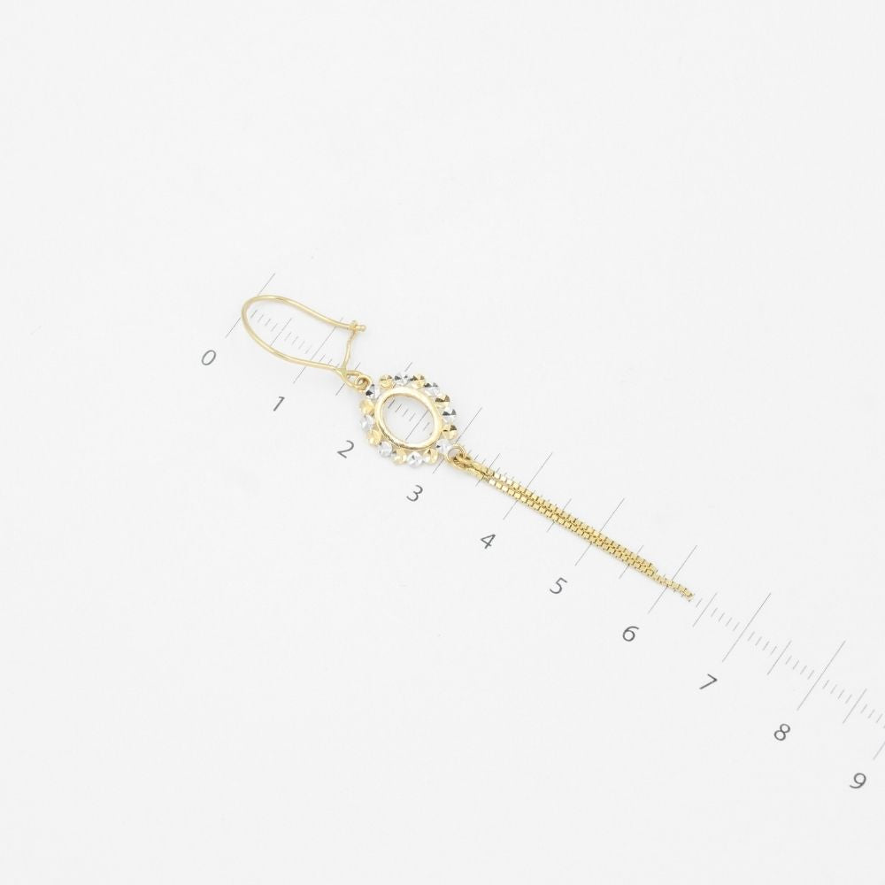 Arete Largo de Oro 14k Diseño con Martillado y Tiras Finas de Estilo Brillante mod. 5436