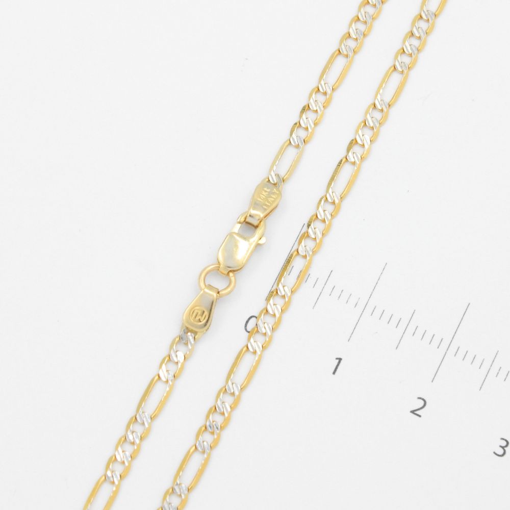 Cadena de Oro 14k Tejido 3x1 con Diamantado Blanco de Diseñó Sólido mod. 8931