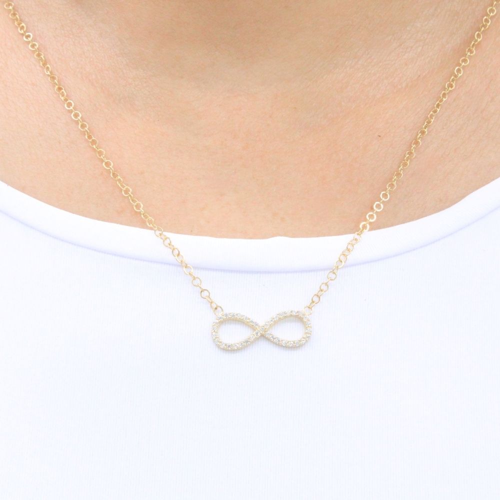 Gargantilla de Oro 14k Infinito de Zirconias mod. 9633