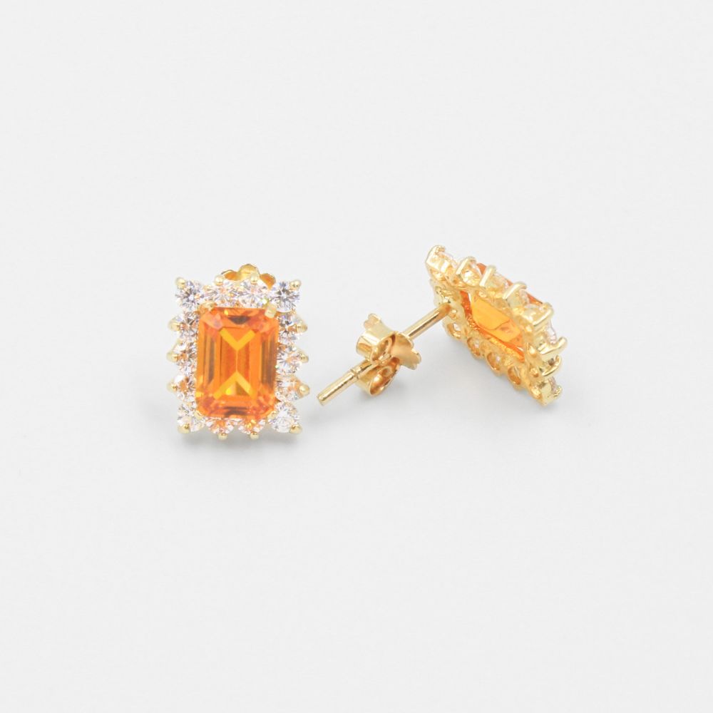 Arete de Oro 14k con Piedra Color Citrino mod. 9064