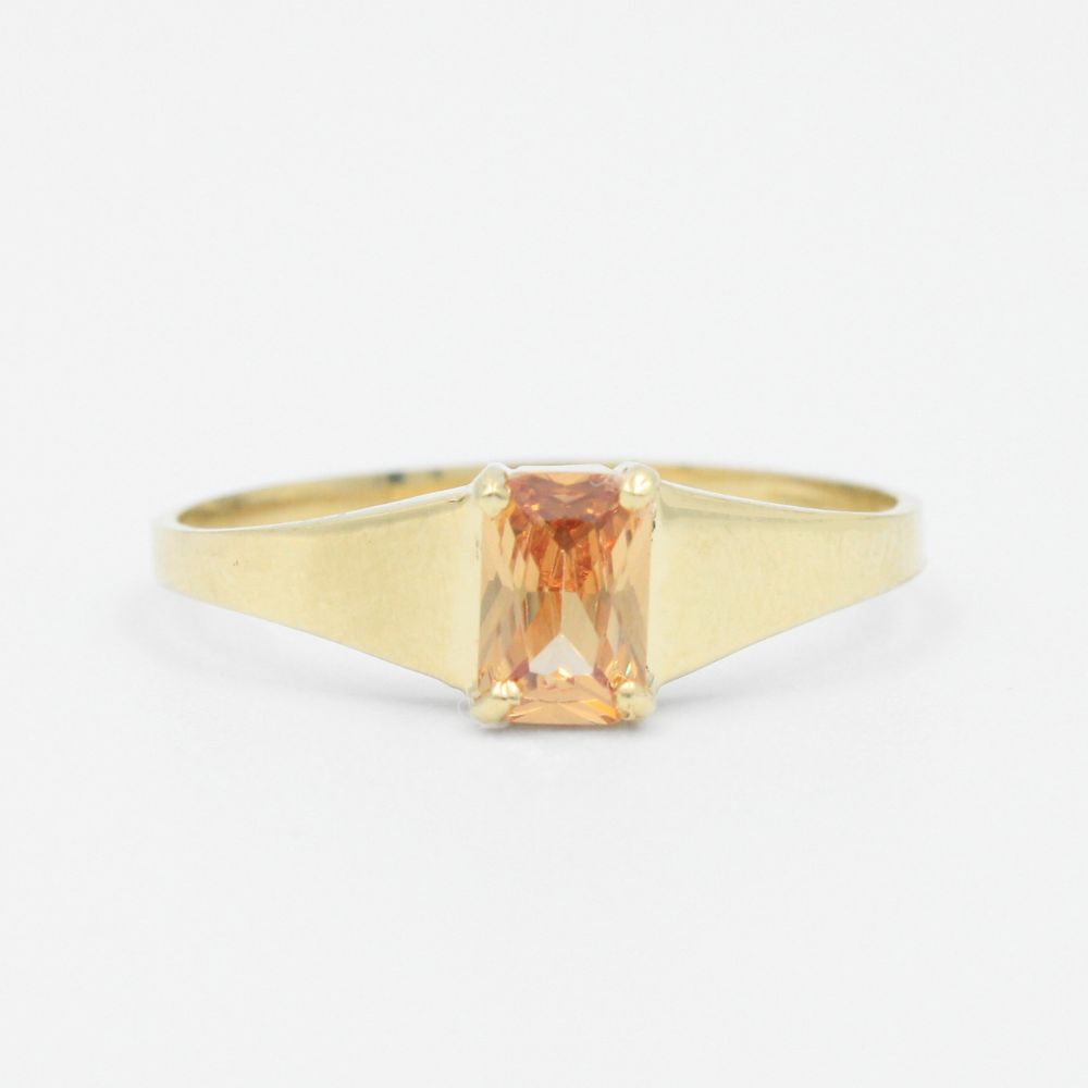 Anillo de Oro 14k Diseño con Incrustación de Zirconia Color Ambar mod. 9187