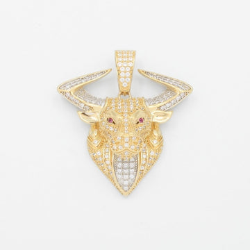 Dije de Oro 14k Diseño de Toro Incrustado de Zirconias mod. 9478