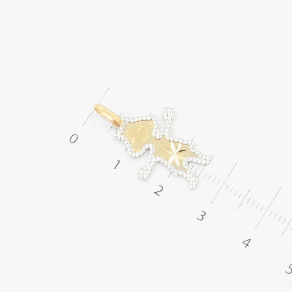 Dije de Oro 14k Pequeño Niña con Diamantado Blanco mod. 9224